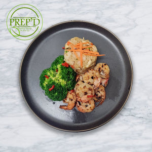 Sautéed Shrimp with Fried Rice and Broccoli - Prep'd Tulsa 